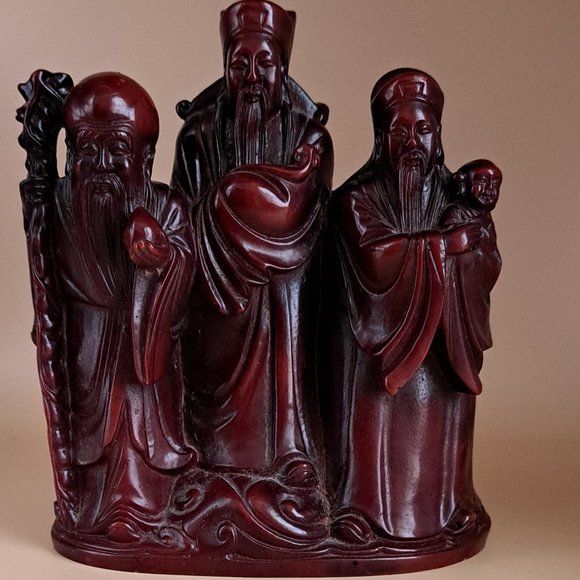 Chinese Feng Shui Three Wise Men Figurine Accents Chinese Feng Shui